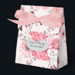 Ballotins Fleurs roses et argentées<br><div class="desc">Boîte de faveur à thème rose argenté personnalisable selon les spécificités de votre événement.</div>