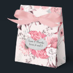 Ballotins Fleurs roses et argentées<br><div class="desc">Boîte de faveur à thème rose argenté personnalisable selon les spécificités de votre événement.</div>