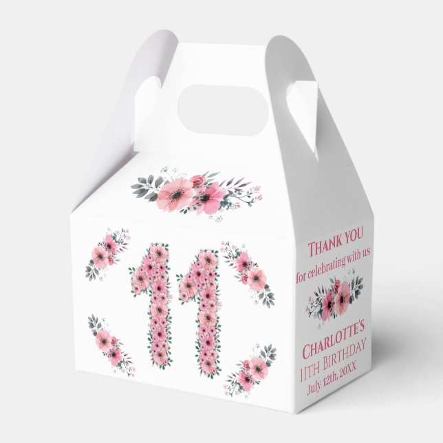 Ballotins Fleurs roses Gros 11e anniversaire Fille Green Fol (Verso)