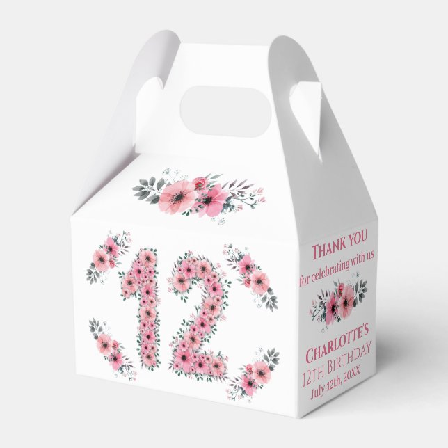 Ballotins Fleurs roses Gros 12e anniversaire Fille Liage ver (Verso)