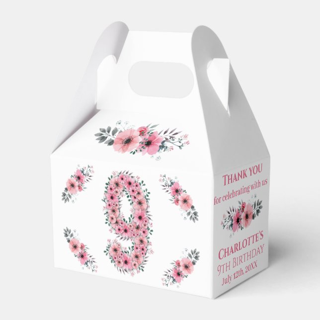 Ballotins Fleurs roses Gros 9e anniversaire fille Foliage ve (Verso)