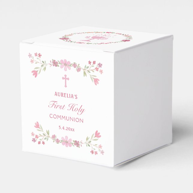 Ballotins Fleurs roses Premier Cube Communion (Verso)