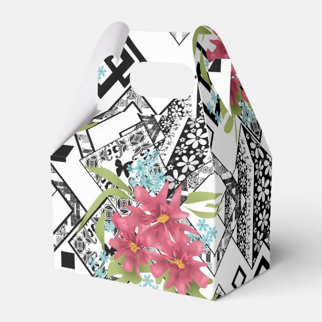 Ballotins Fleurs roses sans joint floral ornemental noir bla (Verso)