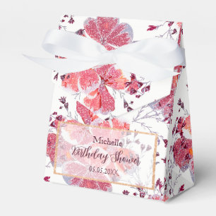 Ballotins Fleurs rouges roses sur blanc. ballotin