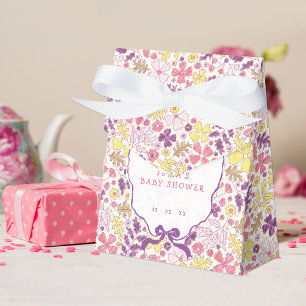 Ballotins Fleurs sauvages à nœud rose violet Baby Shower