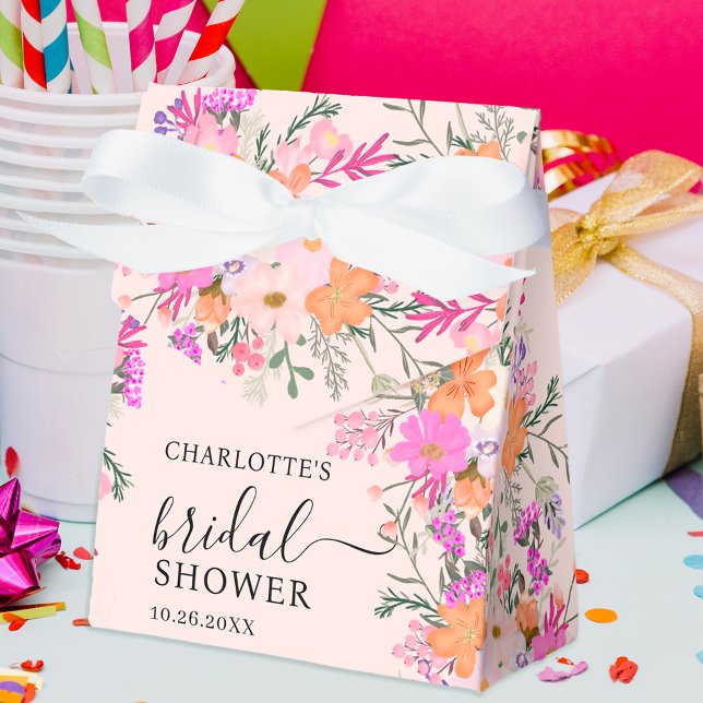 Ballotins Fleurs sauvages romantiques pastel shower de maria (Romantic pastel wild flowers spring bridal shower favor box)