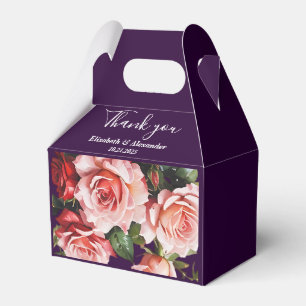 Ballotins Fleurs sombres roses et rouges mariage violet