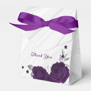 Ballotins fleurs violet royal feuilles argent marbre