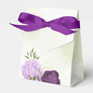 Ballotins fleurs violettes feuilles vertes mariage