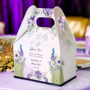 Ballotins Fleurs violettes paon mariage faveur cadeau