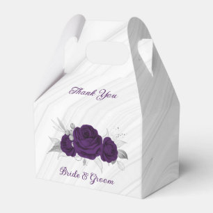 Ballotins fleurs violettes royales feuilles d'argent marbre