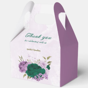Ballotins fleurs violettes vert émeraude mariage