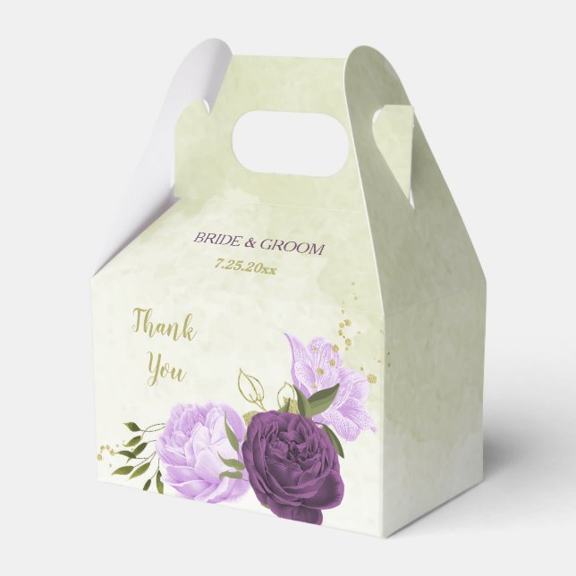 Ballotins fleurs violettes vert feuille mariage (Verso)