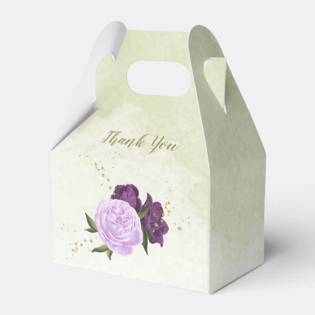 Ballotins fleurs violettes vert feuille mariage (Verso)