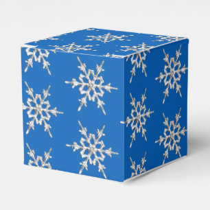 Ballotins Flocons de neige, cristaux d'argent sur bleu de co