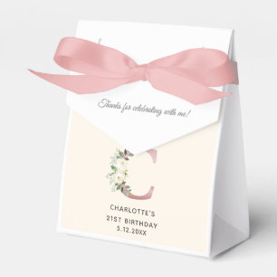 Ballotins Floral 21e anniversaire Monogramme Nom Rose Or