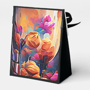 Ballotins Floral Abstract Art Orange Red Blue Flowers