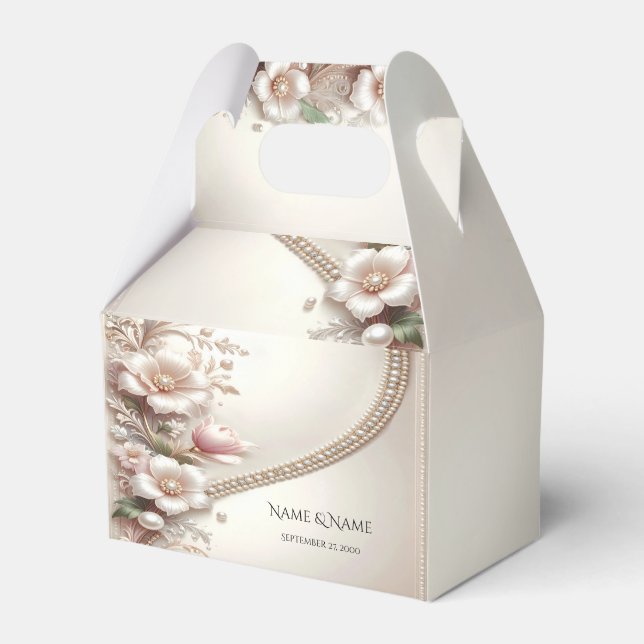 Ballotins Floral and Pearl Embellishments Favor Box (Verso)