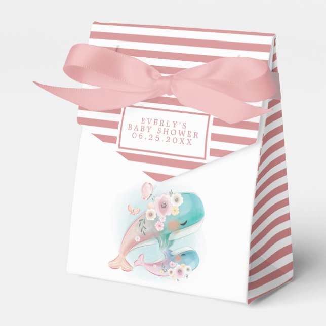 Ballotins Floral Aquarelle Baleines Baby shower fille (Verso)