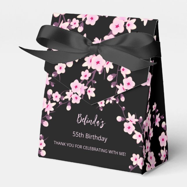 Ballotins Floral Cerisier Fleur rose Noir Personnalisé Anniv (Verso)
