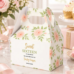 Ballotins Floral Gold Script Sweet Sixteen Anniversaire
