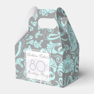 Ballotins Floral gris bleu 80e anniversaire Merci Ballotin