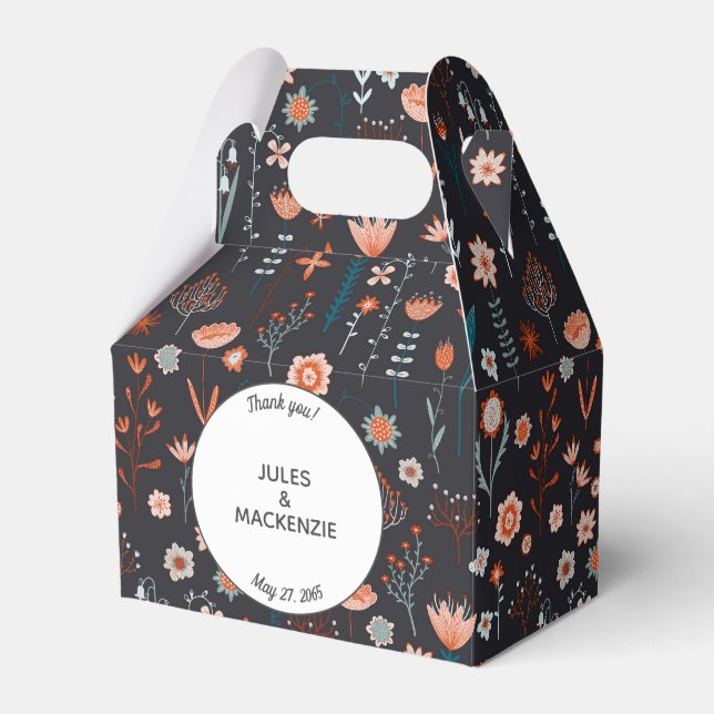 Ballotins Floral moderne foncé simple Mariage (Verso)