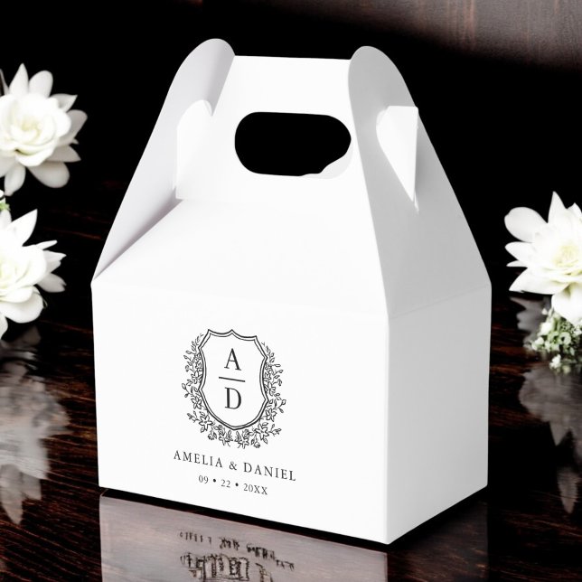 Ballotins Floral Monogramme Mariage Blanc Crest Moderne (Créateur téléchargé)
