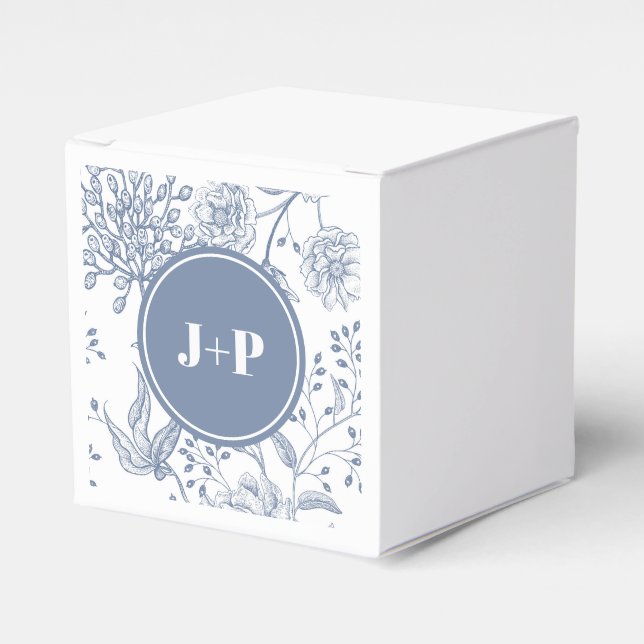 Ballotins Floral Periwinkle Blue Monogram Wedding (Verso)