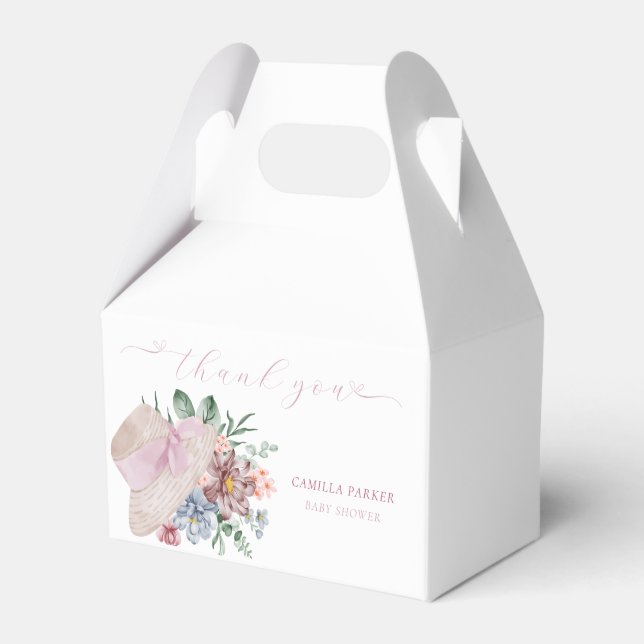 Ballotins Flore de printemps blanc simple Baby shower Merci (Verso)