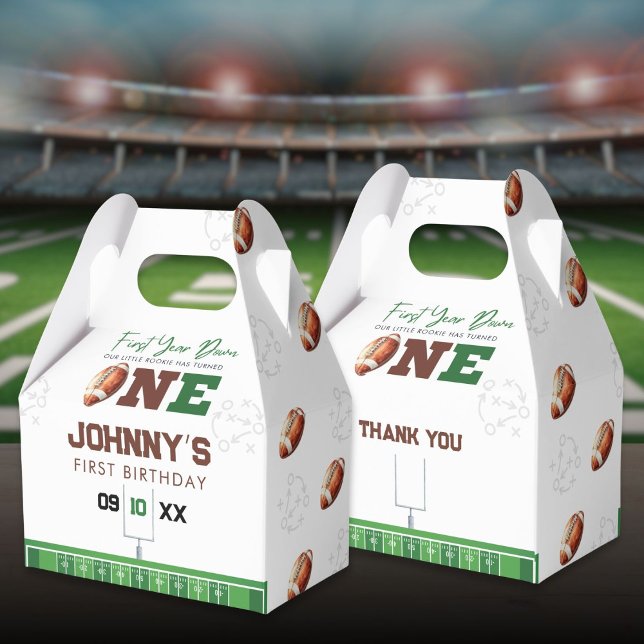 Ballotins Football Premier Anniversaire 1re Fête (Football First Year Down 1st Birthday Favor Boxes)