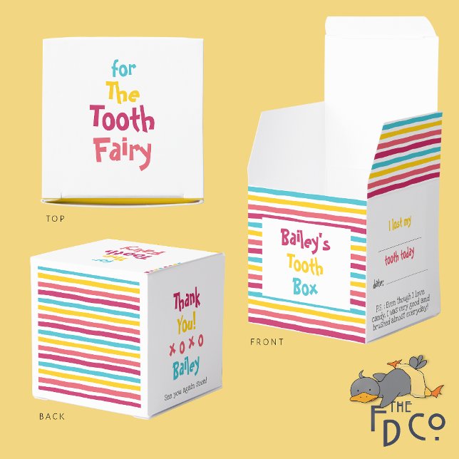 Ballotins "For Tooth Fairy" Fun Striped Candy Tooth Box (Créateur téléchargé)