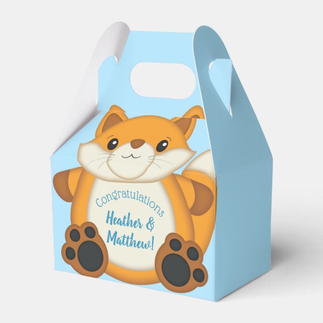 Ballotins Fox Baby shower bleu (Verso)