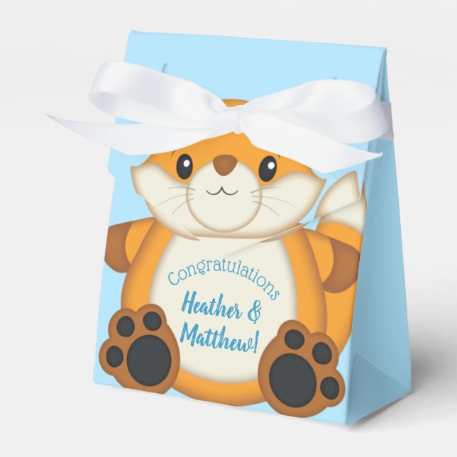 Ballotins Fox Baby shower bleu (Verso)
