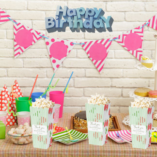 Ballotins Fraise colorée et rayures vertes Anniversaire