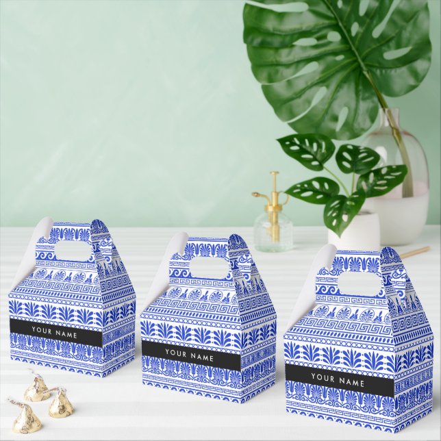 Ballotins Fret grec, Clé de méandre mixte, Bleu, Votre Nom (Multiple)