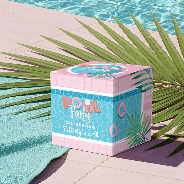 Ballotins Fun Tropical Pink & Blue Summer Pool Party (Fun Tropical Pink & Blue Summertime Pool Party Favor Boxes)