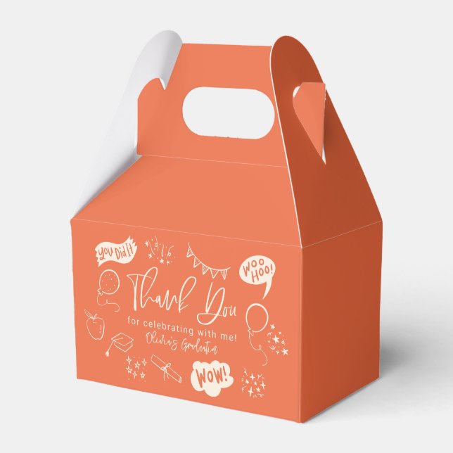Ballotins Funky Doodle Graduation Party Orange (Verso)