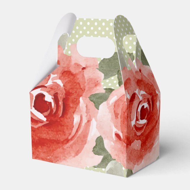 Ballotins Gable de fleurs roses rouges aquarelle (Verso)