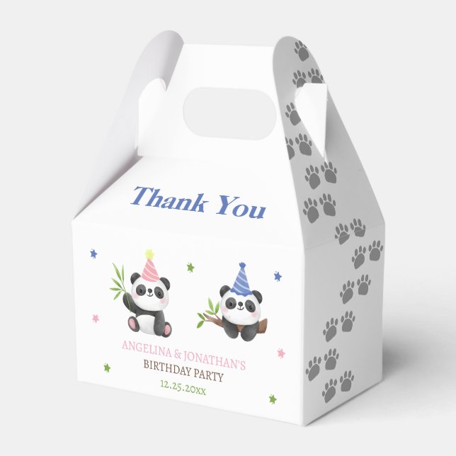 Ballotins Garçon et fille panda, anniversaire commun  (Verso)