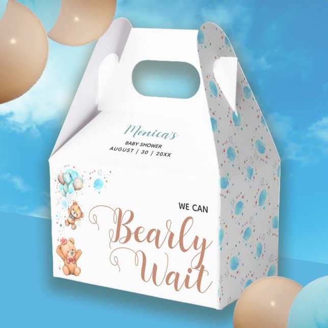 Ballotins Garçon Teddy Ours Nous Pouvons Attendre Baby showe (Boy Teddy Bear We Can Bearly Wait Baby Shower Favor Box)