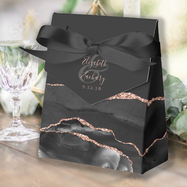 Ballotins Géode Agate moderne Black Rose Gold (Créateur téléchargé)