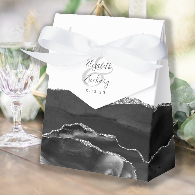 Ballotins Géode moderne Agate Noir Argent (Créateur téléchargé)