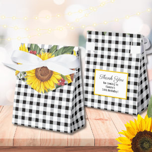 Ballotins Gingham noir et tournesols pour un mariage ou une
