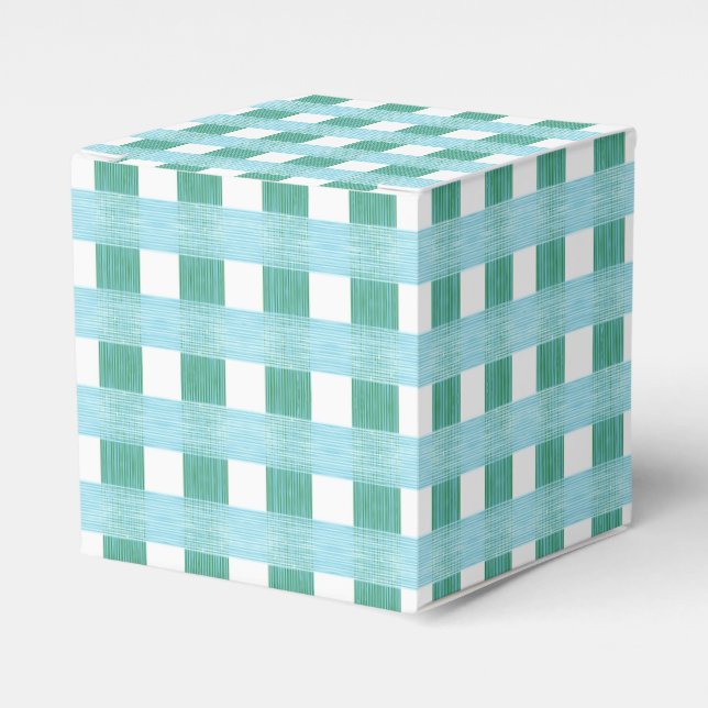 Ballotins Gingham Tissage Vitrage en Vert et Aqua (Verso)