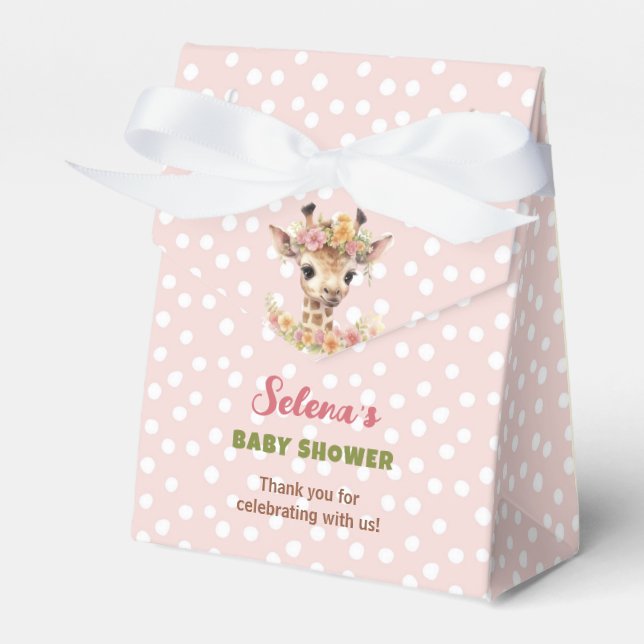 Ballotins Giraffe Baby shower rose vert Safari sauvage (Verso)