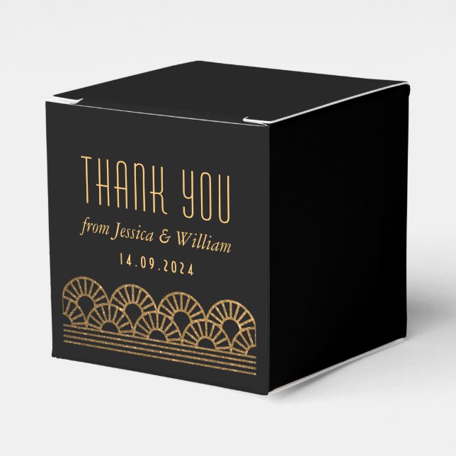 Ballotins Gold Art Déco Mariage Réception Ballotin invité (Verso)