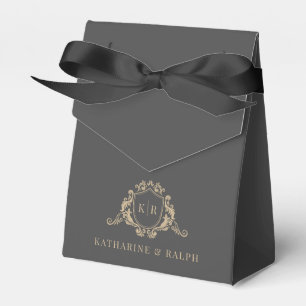 Ballotins Gold Baroque Crest Dark Grey Monogram Mariage
