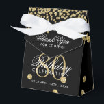 Ballotins Gold Black 80e anniversaire Merci Confetti<br><div class="desc">Elégant "Merci" 80e anniversaire Gold Faux Parties scintillant Confetti Design noir.</div>
