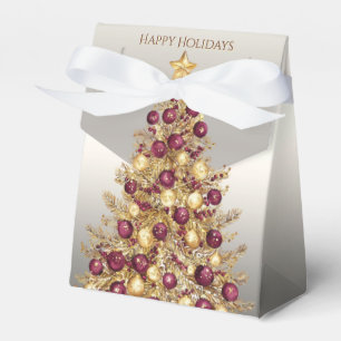 Ballotins Gold Burgundy Christmas Tree boîte cadeau de vacan